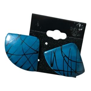 Vintage 1980s Blue Geometric Earrings